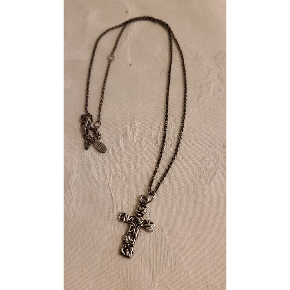 925 Sterling Silver Pandora Necklace with Cross Pendant 18" 3g